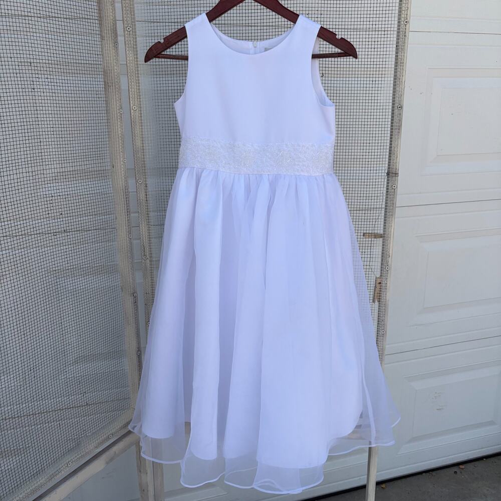 Us Angels White Beaded First Communion / Flower Girl Dress – Size 12